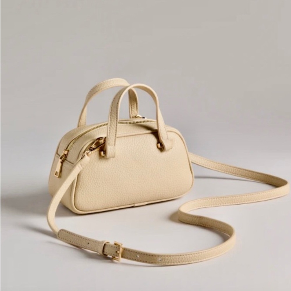 Altar'd State Pebble Grain Top Handle Mini Tan Nude Shoulder Satchel Purse Bag